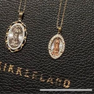 Gold and Silver Virgin Mary Pendant Necklace